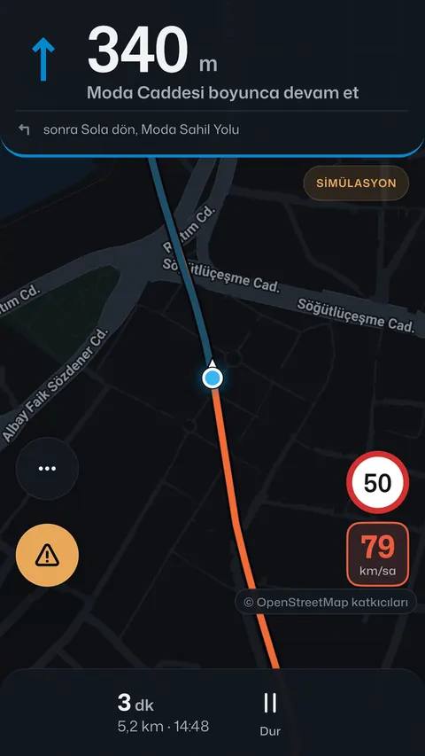 MotoMap app, navigation