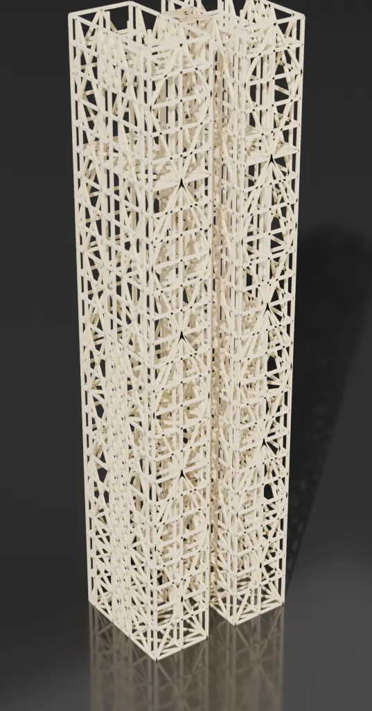 Render of the balsa twin towers